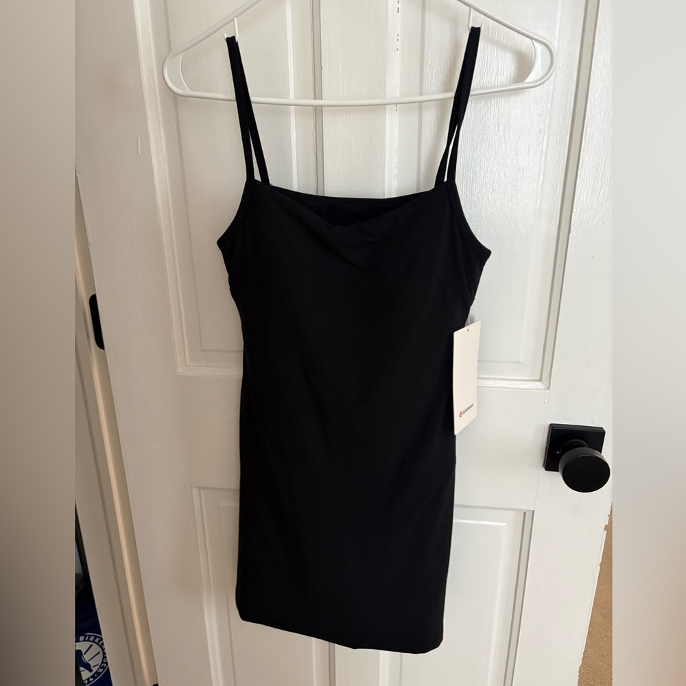 lululemon athletica Cami Halter Black Dress with cutout in back. NWT. Size 4.